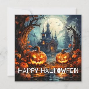 Carte Éffrayant Château Déplaisant Happy Halloween