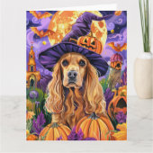 Carte Éffrayant Cocker Spaniel Dog Halloween Witch Citro (Devant)