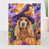 Carte Éffrayant Cocker Spaniel Dog Halloween Witch Citro (Devant)