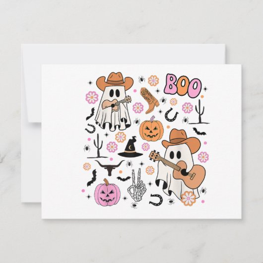 Carte Éffrayant Ghost Cowboy Cute Halloween Boo Western  (Devant)