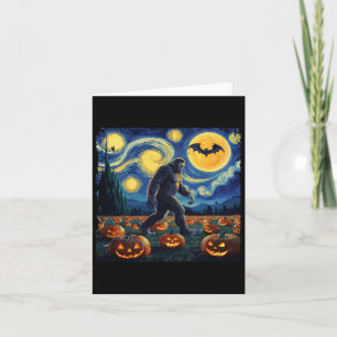 Carte Éffrayant Halloween Bigfoot Starry Nuit Van Gogh