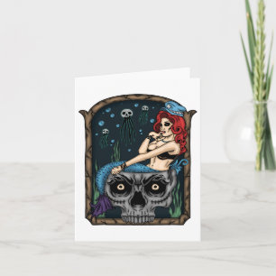 Carte Éffrayant Halloween Punk Goth Crâne sirène