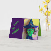 Carte Éffrayant Halloween sorcière drôle Phrase coloré (Fleur jaune)