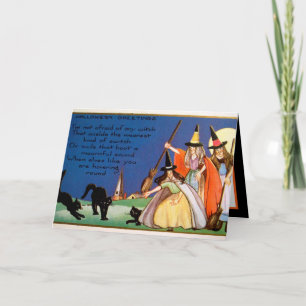 Carte éffrayant Halloween sorcières vintages ajouter un 