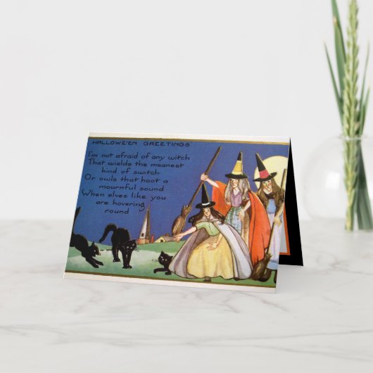 Carte éffrayant Halloween sorcières vintages ajouter un  (Devant)