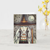 Carte ÉFFRAYANT HALLOWEEN WITCH, CHAT NOIR EARRINGS Blan (Fleur jaune)