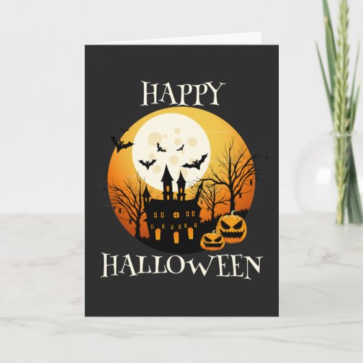 Carte Éffrayant Happy Halloween Maison hantée (Devant)