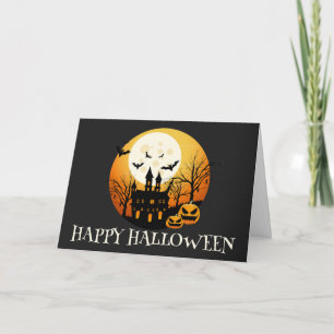 Carte Éffrayant Happy Halloween Maison hantée