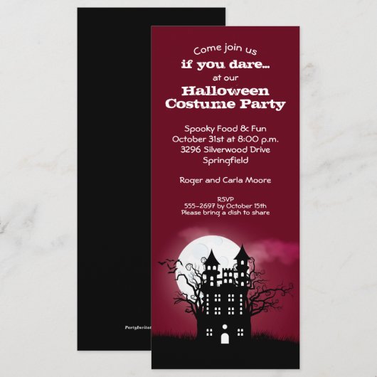 Carte Éffrayant Haunted House Red Sky Halloween Invitati (Devant / Derrière)