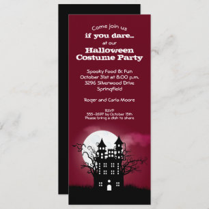 Carte Éffrayant Haunted House Red Sky Halloween Invitati