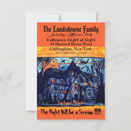 Carte Éffrayant Haunted Mansion Halloween Texte (Devant)