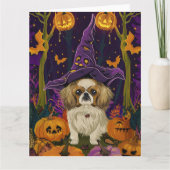 Carte Éffrayant Pekingese Chien Halloween sorcière et Ci (Devant)