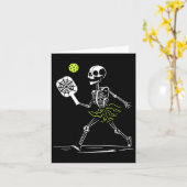 Carte Éffrayant Pickleball Halloween Skeleton Femelle Ta (Fleur jaune)