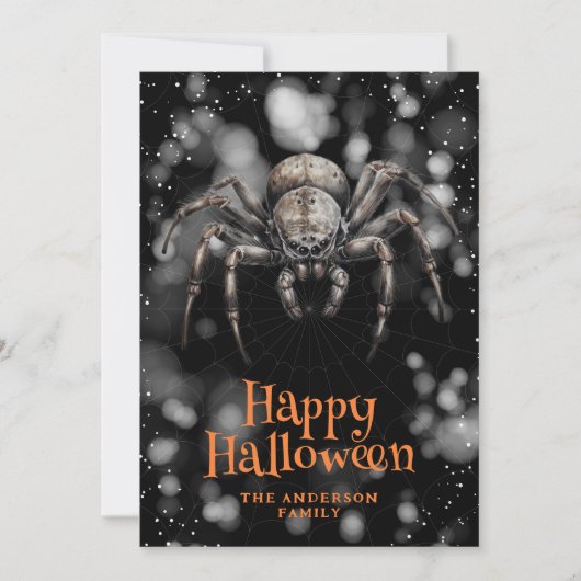 Carte éffrayant Spider Cobweb Happy Halloween (Devant)