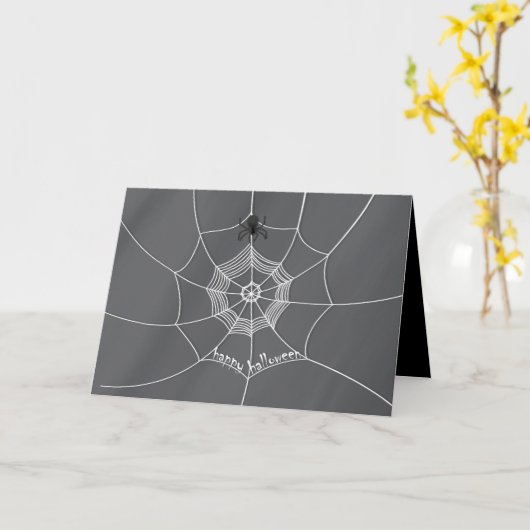 Carte Éffrayant Spider dans Spider Web (Fleur jaune)