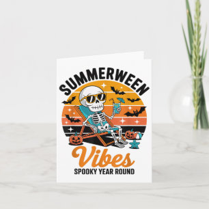 Carte Éffrayant Summer Beach Skeleton Funny Halloween Su