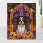 Carte Éffrayant Tibétain Espagnol Chien Halloween Citrou (Devant)