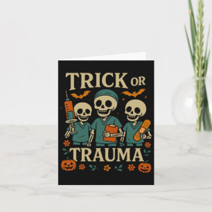Carte Éffrayant Trame Ou Trauma Skeleton Citrouille Hall