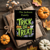 Carte Éffrayant Trou ou traiter Slime Halloween Party — 