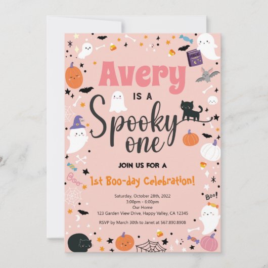 Carte Éffrayant Une Fille Anniversaire Fête d'Halloween (Devant)