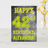 Carte Éffrayante Aura Jumelé "HEUREUX 42e ANNIVERSAIRE" (Fleur jaune)