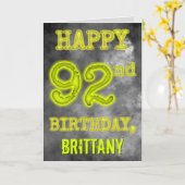 Carte Éffrayante Aura Jumelé "HEUREUX 92e ANNIVERSAIRE" (Fleur jaune)