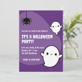 Carte Éffrayante Cute Kawaii Halloween Ghost Party (Debout devant)