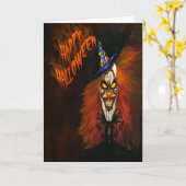 Carte effrayante de Halloween de clown (Fleur jaune)