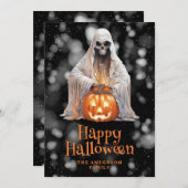 Carte éffrayante d'Halloween Jack O'Lantern (Devant / Derrière)
