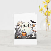 Carte Éffrayants amis mignons Halloween Ghost Citrouille (Fleur jaune)