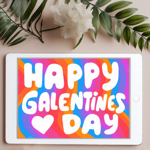 Carte eGalentine BubbleLetters Arc-en-ciel Groovy