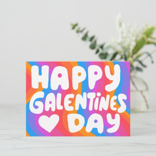 Carte eGalentine BubbleLetters Arc-en-ciel Groovy (Debout devant)
