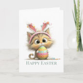 Carte Egg-stra Cute Easter Cat Greeting Card (Devant)