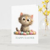Carte Egg-stra Silly Easter Cat Greeting Card (Fleur jaune)