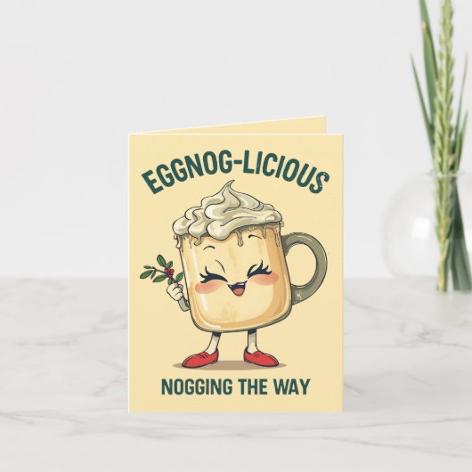 Carte Eggnog-licious – Funny Christmas Eggnog Pun  (Devant)