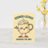 Carte Eggnog-licious – Funny Christmas Eggnog Pun  (Fleur jaune)