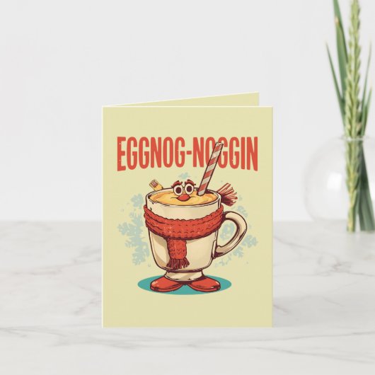 Carte Eggnog-noggin – Drôle de jeu de mots sur l'eggnog (Devant)