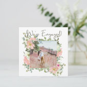 Carte Eggshell et Blush Floral Ajouter un Fiançailles ph (Debout devant)