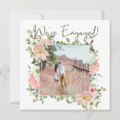 Carte Eggshell et Blush Floral Ajouter un Fiançailles ph (Devant)