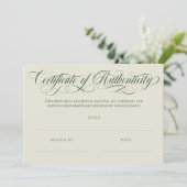 Carte Eggshell Olive Swirls Certificat d'authenticité (Debout devant)