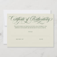 Eggshell Olive Swirls Certificat d'authenticité
