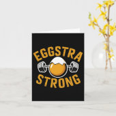 Carte Eggstra Strong Funny Oeuf Protein Bodybuilding Pun (Fleur jaune)