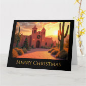 Carte Église catholique dans le désert le jour de Noël (Fleur jaune)