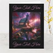 Carte Église charmante dans une forêt automnale céleste (Fleur jaune)