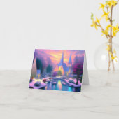 Carte Église de Noël Enchantée (Fleur jaune)