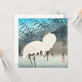 Carte Egrets et roseaux, art d'Ohara Koson (Devant/Arrière en situation)