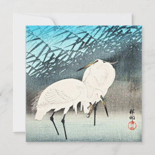 Carte Egrets et roseaux, art d'Ohara Koson