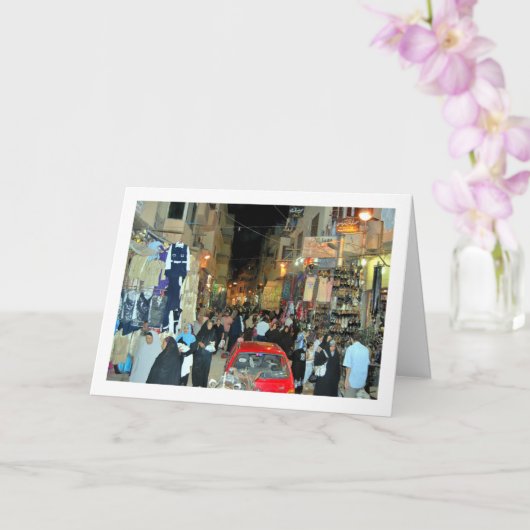 Carte Égyptiens locaux au marché de Louxor (Orchidée)