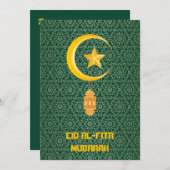 Carte Eid al Fitr Moubarak Ramadan Kareem Moon Star (Devant / Derrière)