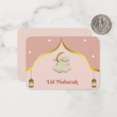 Carte Eid Moubarak rose blanc moderne (Devant/Arrière en situation)